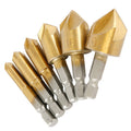 Hexagonal Handle Titanium-Plated Five-Blade Chamer 90 Degree Chamfer Knife Drill, Five-Blade