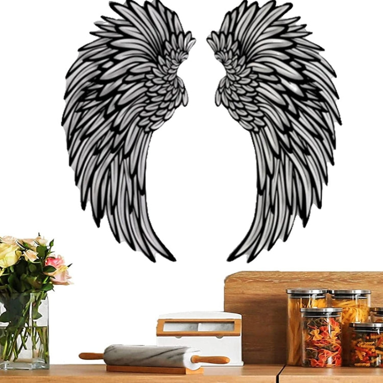Double Sided Black Engraved Metal Angel Wings Wall Hanging Decoration Without Lights, 1pair 30cm Without Lights, 1pair 35cm Without Lights, 1pair 45cm Without Lights