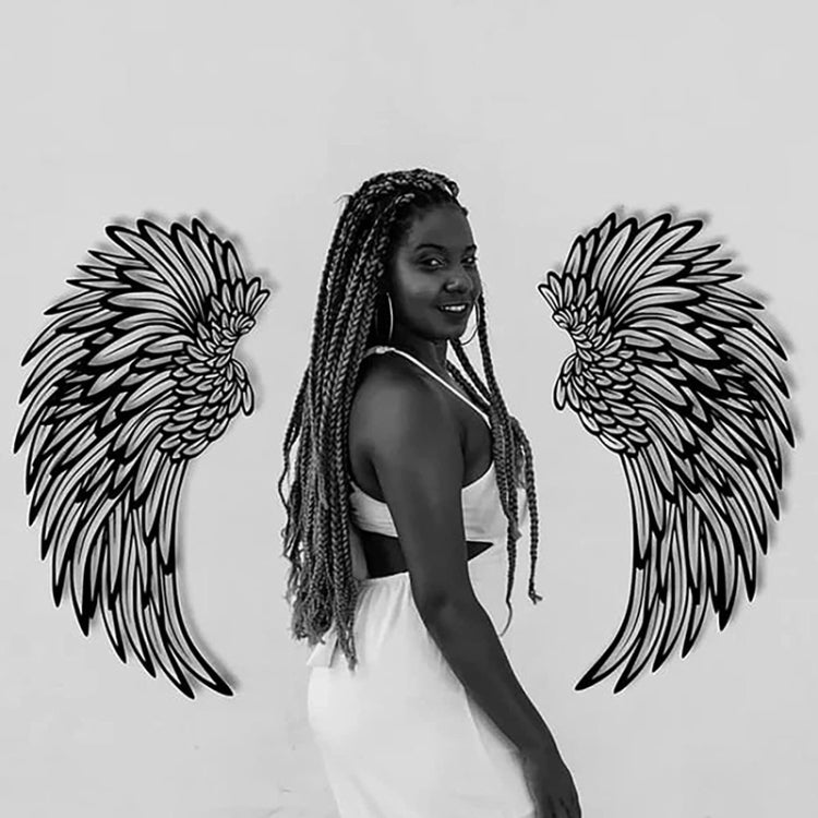 Double Sided Black Engraved Metal Angel Wings Wall Hanging Decoration Without Lights, 1pair 30cm Without Lights, 1pair 35cm Without Lights, 1pair 45cm Without Lights