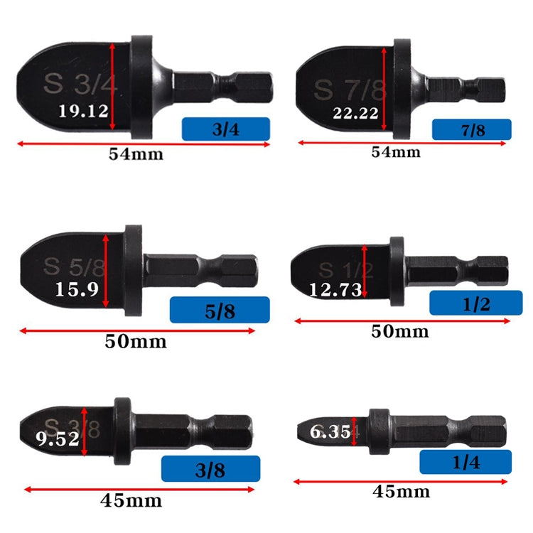 Metal Reamer Hex Shank Electric Expander, 6 PCS / Set