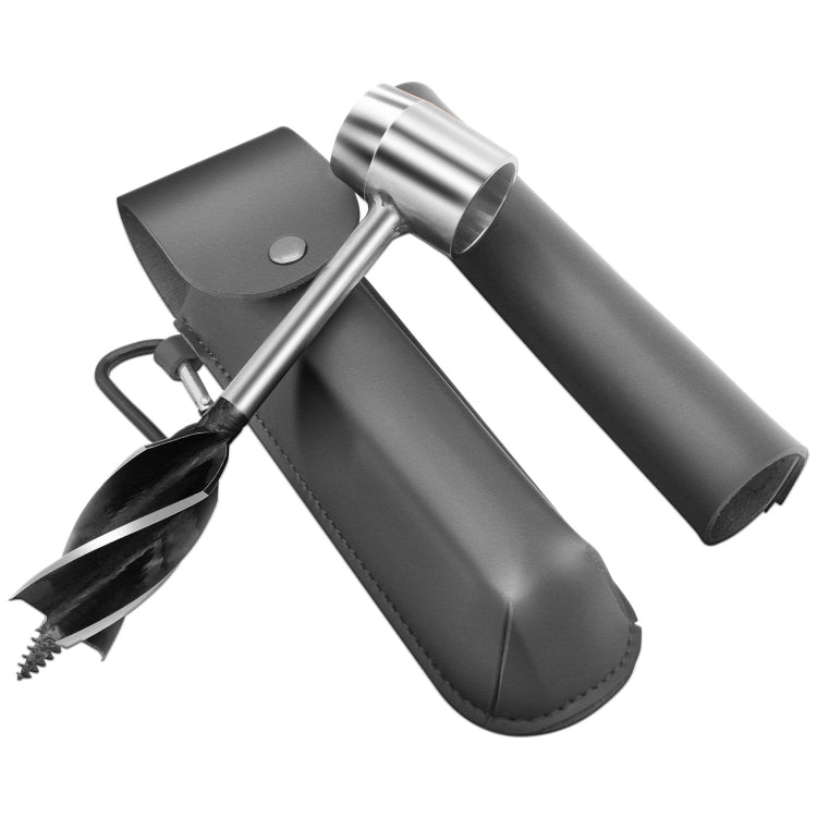 Woodworking Hand Drill Outdoor Survival Drill Hand Screw Drill, With PU Leather Case (Gray), With Cowhide Case (Brown), With Cowhide Case (Black)