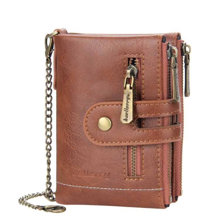 Baellerry  Short Wallet Double Zipper Tri-Fold Wallet For Men, Baellerry Brown, Baellerry Khaki, Baellerry Black, Baellerry Coffee