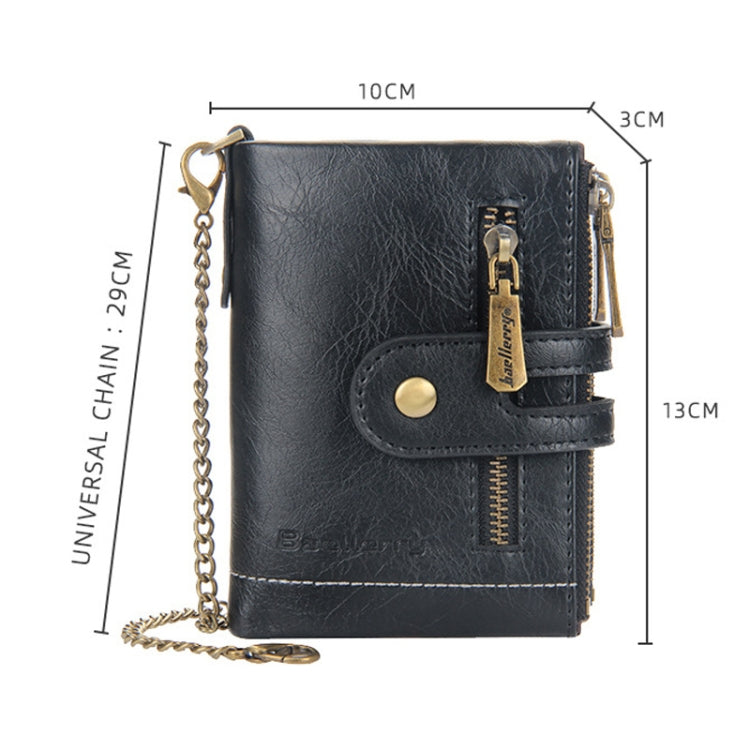 Baellerry  Short Wallet Double Zipper Tri-Fold Wallet For Men, Baellerry Brown, Baellerry Khaki, Baellerry Black, Baellerry Coffee