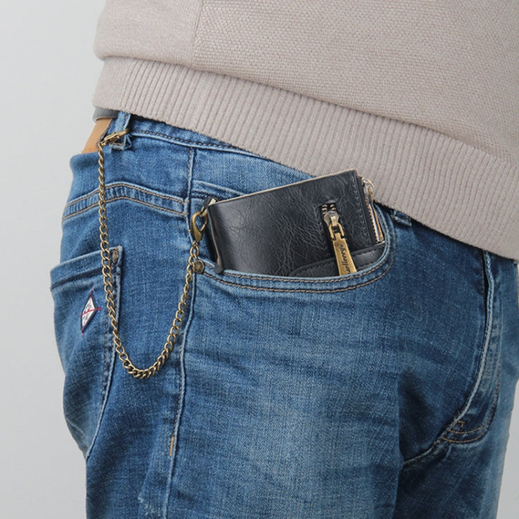 Baellerry  Short Wallet Double Zipper Tri-Fold Wallet For Men, Baellerry Brown, Baellerry Khaki, Baellerry Black, Baellerry Coffee