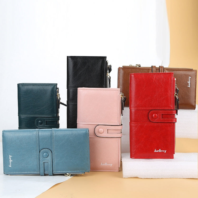 Baellerry  Ladies Long Large Capacity Buckle Zip Clutch Multi-Card Wallet, Baellerry Dark Green, Baellerry let(Pink, Baellerry Sky Blue, Baellerry Red, Baellerry Black, Baellerry Brown