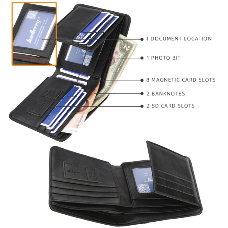 Baellerry Short Wallet Tri-fold Horizontal Coin Purse For Men, Black, Light Coffee, Dark Coffee, Red Brown