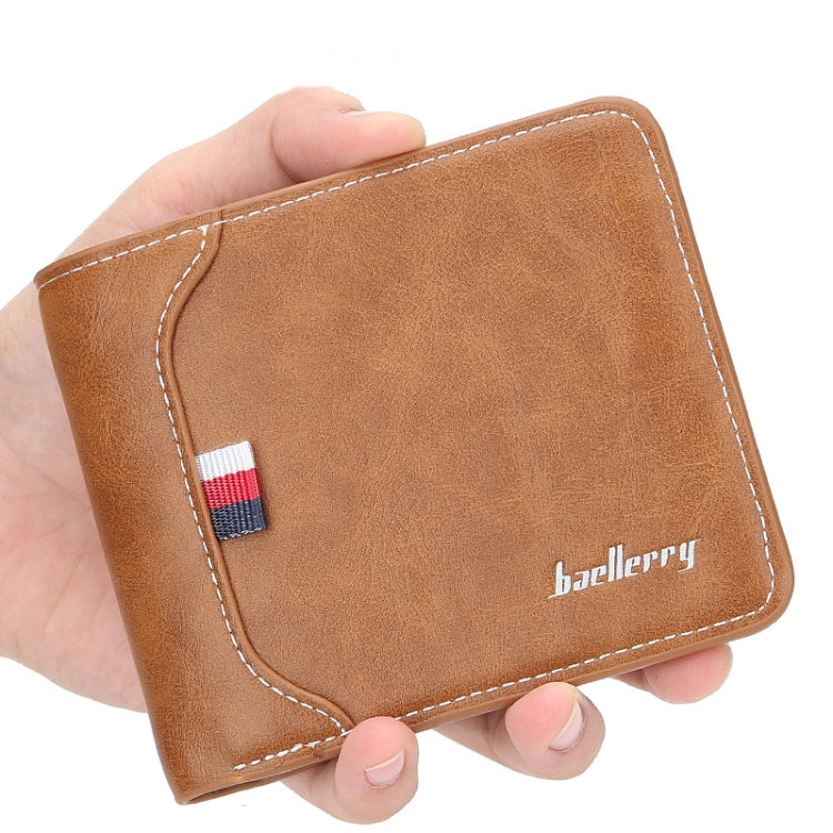 Baellerry Short Wallet Tri-fold Horizontal Coin Purse For Men, Black, Light Coffee, Dark Coffee, Red Brown