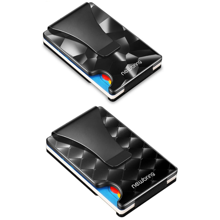 NEWBRING Large-capacity Multi-card Metal Anti-magnetic Card Holder, Geometric Pattern, Diamond Pattern