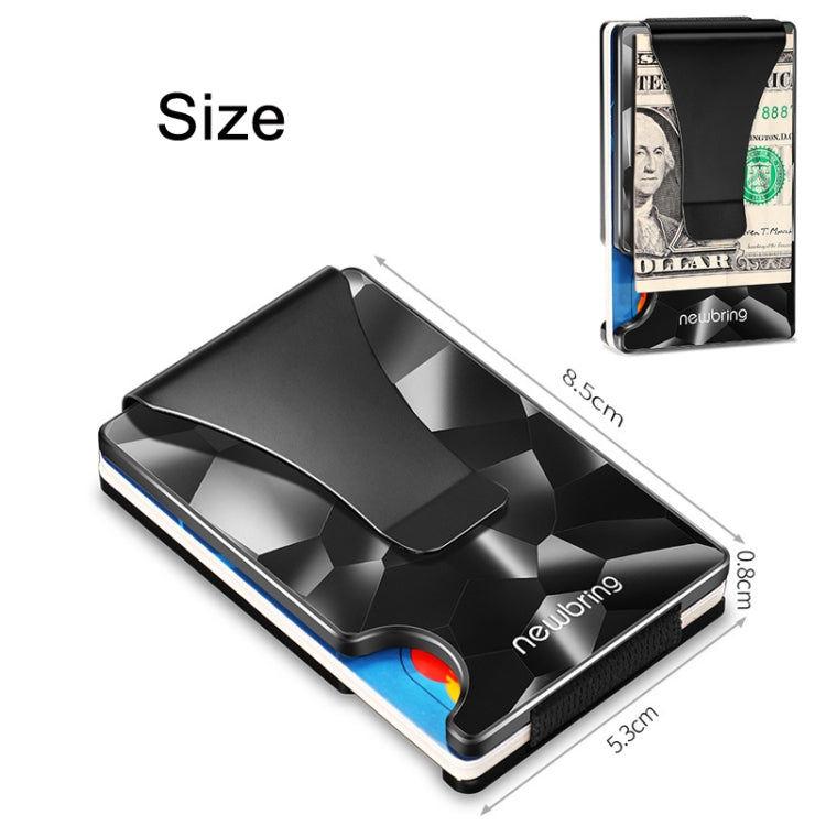 NEWBRING Large-capacity Multi-card Metal Anti-magnetic Card Holder, Geometric Pattern, Diamond Pattern