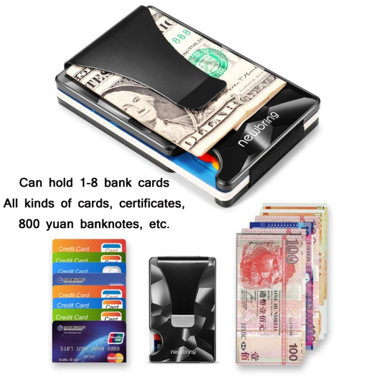 NEWBRING Large-capacity Multi-card Metal Anti-magnetic Card Holder, Geometric Pattern, Diamond Pattern