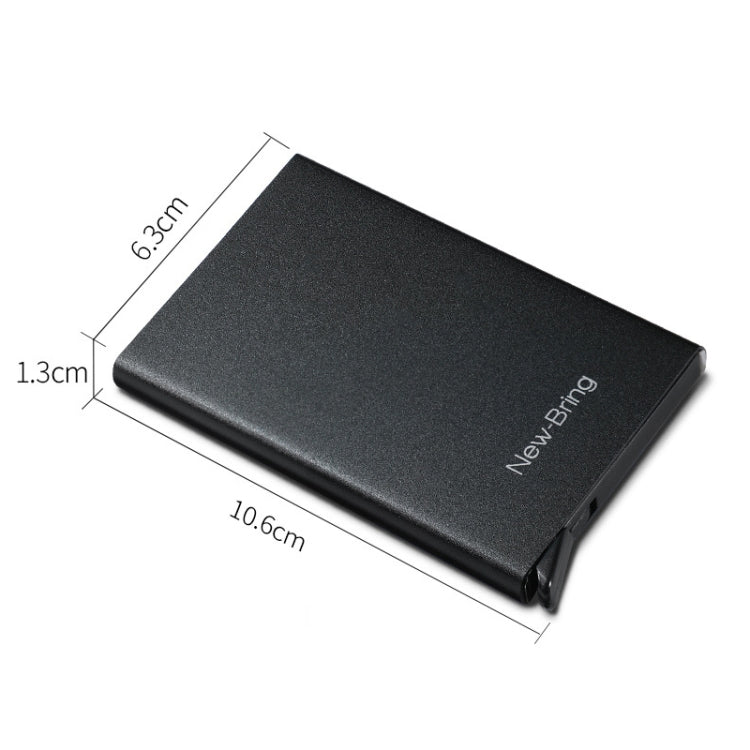 NEWBRING Metal Wallet Automatic Pop-up Anti-degaussing Card Holder, Black, Grey, Black With Back Stickers, Gray With Back Stickers
