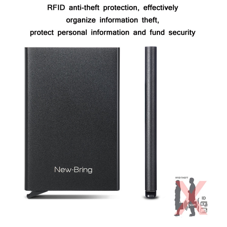 NEWBRING Metal Wallet Automatic Pop-up Anti-degaussing Card Holder, Black, Grey, Black With Back Stickers, Gray With Back Stickers