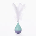 Cat Interactive Toy to Relieve Boredom Feather Tumbler Amusing Cat Stick, Green+Gray, White+Pink
