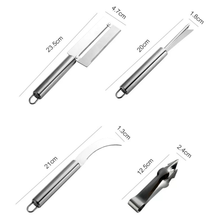 4 In 1 Stainless Steel Pineapple Knife Fruit Knife Sugar Cane Peeler, Pineapple Knife