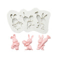 2 PCS Chocolate Baking Clay Silicone Mold, Specification: Three Rabbits, Three Rabbits, Double Egg, Carrot Rabbit, Bouquet Bunny