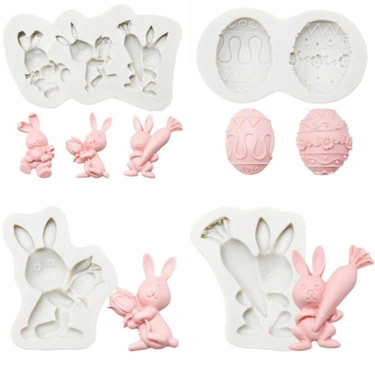 2 PCS Chocolate Baking Clay Silicone Mold, Specification: Three Rabbits, Three Rabbits, Double Egg, Carrot Rabbit, Bouquet Bunny