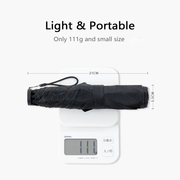 PARACHASE Carbon Fiber Light Portable Small Clever Black Glue Sunscreen Anti-UV Sun Umbrella, Black, Navy, Khaki
