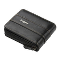 Baellerry Men Short Wallet Buckle Multi-card Coin Purse Tri-fold Zip Wallet, Black, Light-coffee, Dark Coffee