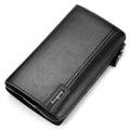 Baellerry Men PU Leather Clutch Business Casual  Lychee Pattern Zipper Wallet, Black, Brown