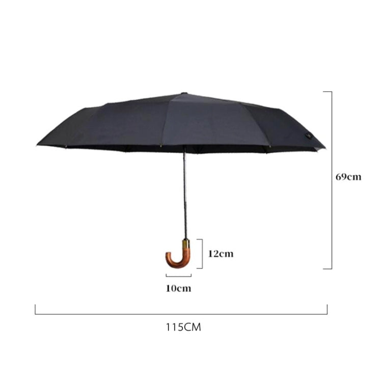 PARACHASE Large Ruggedized Shrink Retro Wind-Resistant Folding Umbrella, Blue, Black