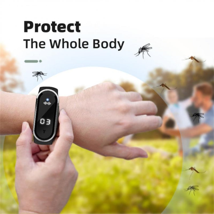 M21  Ultrasonic Mosquito Repellent Bracelet with Step Counter & Clock & Temperature Function, M21 (White), M21 (Black)