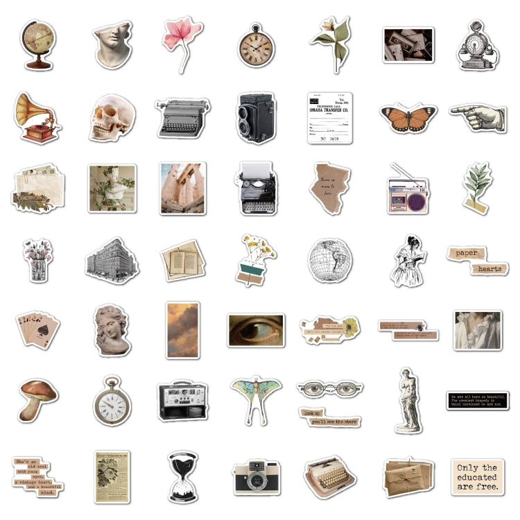 2 Sets 50 Pieces Literary Retro Sticker Pack Era English Diy Decoration Old Time Stickers, Literary Retro Sticker