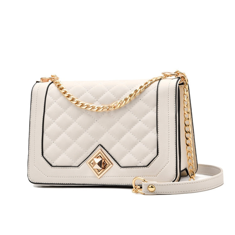 6382 One-shoulder Diagonal Rhombus Chain Bag, 6382 (White), 6382 (Khaki), 6382 (Light Grey), 6382 (Black), 6382 (Light Green), 6382 (Pink), 6382 (Dark Red)