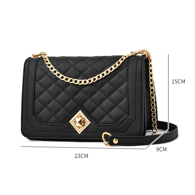 6382 One-shoulder Diagonal Rhombus Chain Bag, 6382 (White), 6382 (Khaki), 6382 (Light Grey), 6382 (Black), 6382 (Light Green), 6382 (Pink), 6382 (Dark Red)