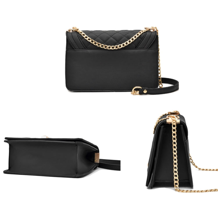 6382 One-shoulder Diagonal Rhombus Chain Bag, 6382 (White), 6382 (Khaki), 6382 (Light Grey), 6382 (Black), 6382 (Light Green), 6382 (Pink), 6382 (Dark Red)