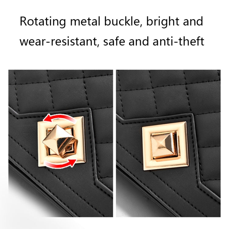 6382 One-shoulder Diagonal Rhombus Chain Bag, 6382 (White), 6382 (Khaki), 6382 (Light Grey), 6382 (Black), 6382 (Light Green), 6382 (Pink), 6382 (Dark Red)