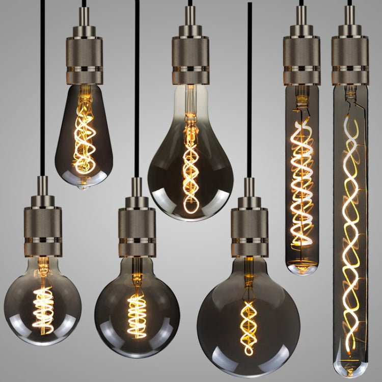Electroplating Smoke Grey Warm Light LED Bulb Retro Lamp, ST64, G80, G95, T185, T300