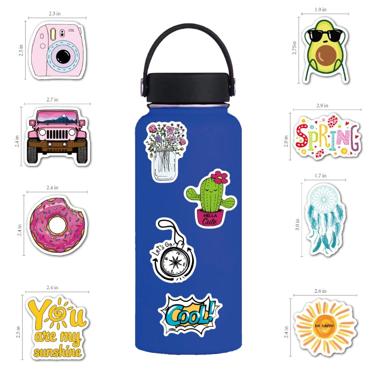 100 Pieces/Set Small Fresh Stickers Travel Waterproof Skateboard Guitar Stickers, Small Fresh Stickers