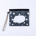 Baby EVA Wet Wipes Bag Flip Removable Paper Towel Cosmetic Cotton Bag, Black Stars, Yellow Butterfly, Kitten, Black Butterfly, Flowers