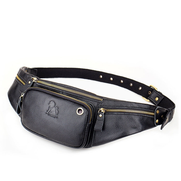 LAOSHIZI Vintage Leather Waist Bag Shoulder Crossbody Bag Shoulder Chest Bag For Men, Black, Brown