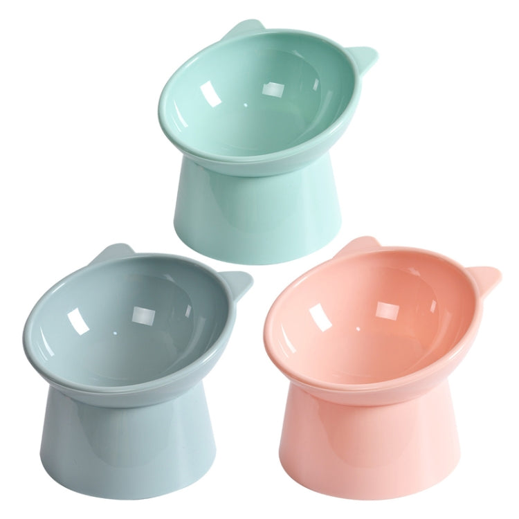 Pet Tall Protection Cervical Slant Mouth Food Bowl Anti-overturning Plastic Cat Bowl, Gray, Blue, Pink