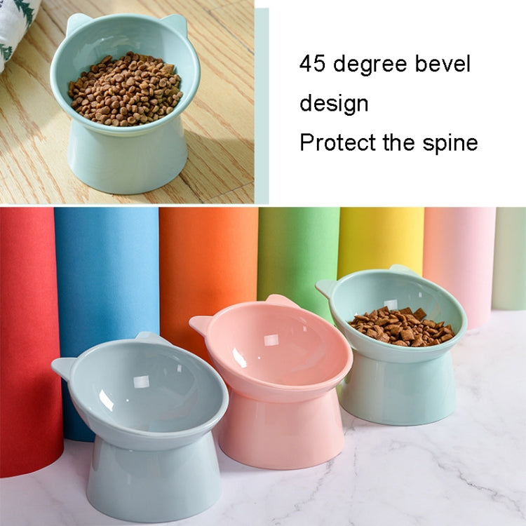 Pet Tall Protection Cervical Slant Mouth Food Bowl Anti-overturning Plastic Cat Bowl, Gray, Blue, Pink