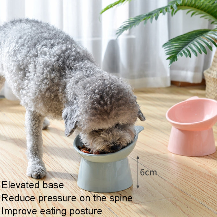 Pet Tall Protection Cervical Slant Mouth Food Bowl Anti-overturning Plastic Cat Bowl, Gray, Blue, Pink