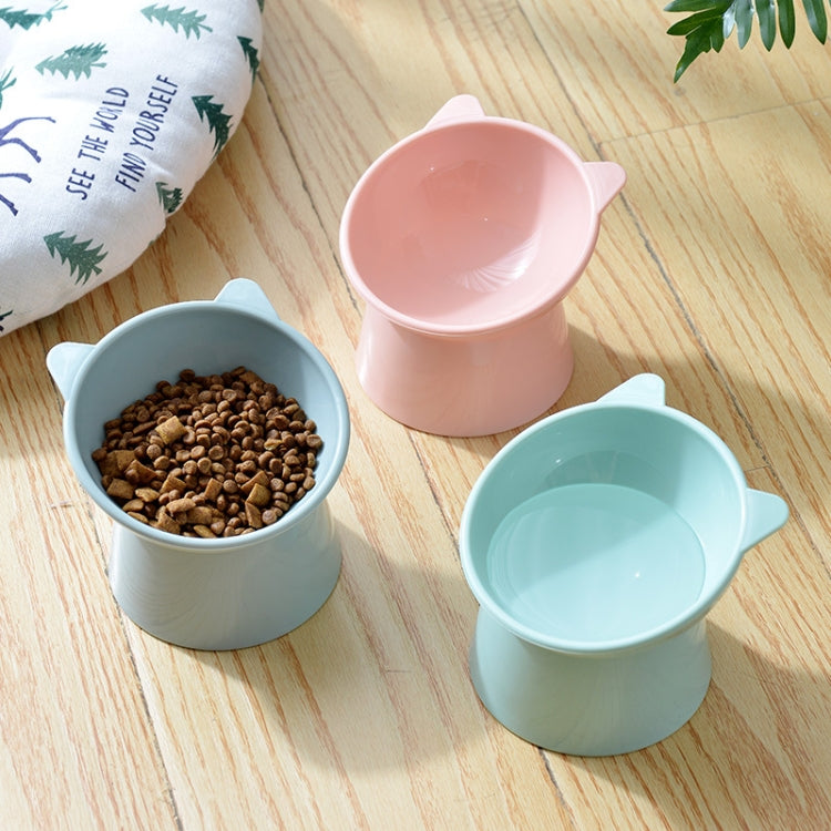 Pet Tall Protection Cervical Slant Mouth Food Bowl Anti-overturning Plastic Cat Bowl, Gray, Blue, Pink