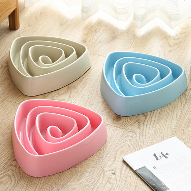 Plastic Triangle Resistant Pet Slow Bowl Anti-choking Dog Food Bowl, Large Beige, Large Pink, Large Blue