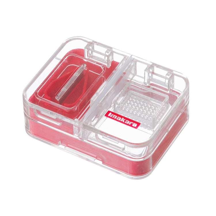 Imakara Mini Square Portable Sealed Medicine Cutter Dispenser Box, Red, Green, Blue, White