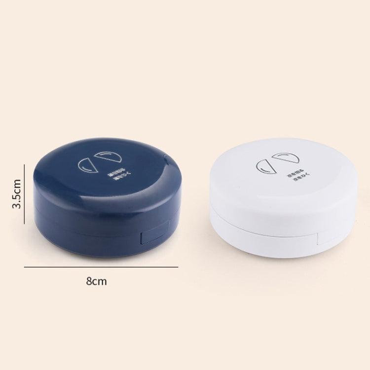 Double-layer Round Eight Grids Portable Medicine Box with Cutter, White, Blue