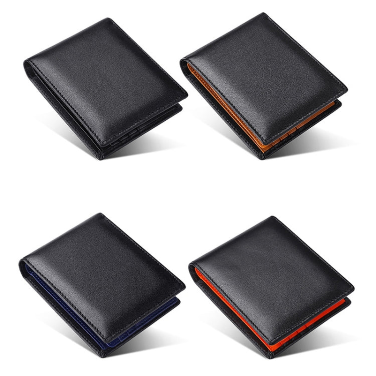 TP-215 Leather RFID Anti-theft Tri-fold Short Wallet, Brown, Blue, Orange, Black