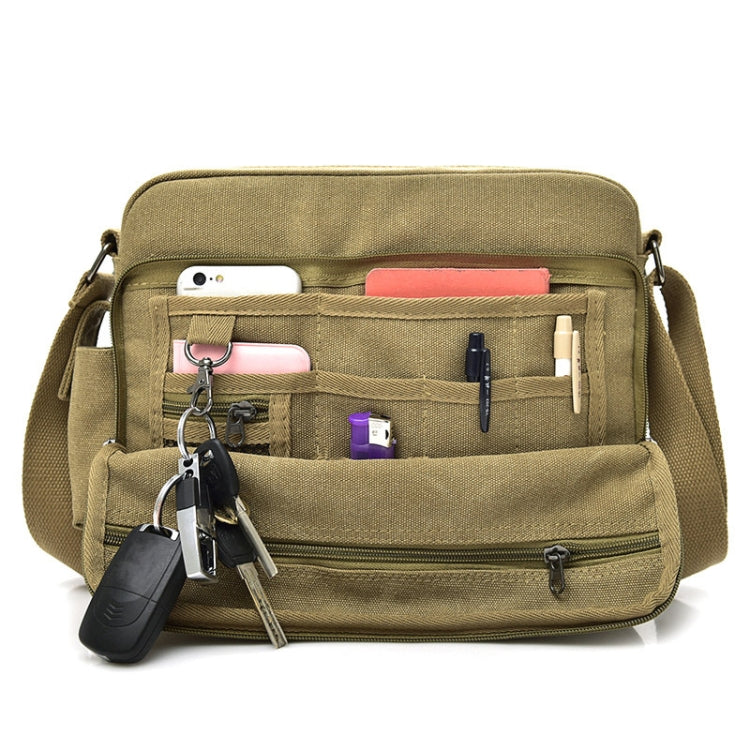 RuYiHuang Men Vintage Canvas Versatile Single-Shoulder Bag, Khaki, Black, Brown