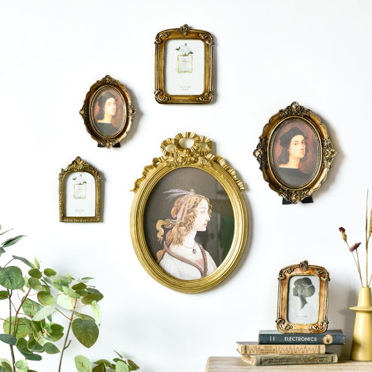 Retro Imitation Wood Home Decor Photo Frames, Spec:, Square-6 inches, Square-7 inches, Arched-6 inches, Arched-7 inches, Oval-6 inches, Oval-7 inches, Bow Round Box, A Model, B Model, C Model, D Model
