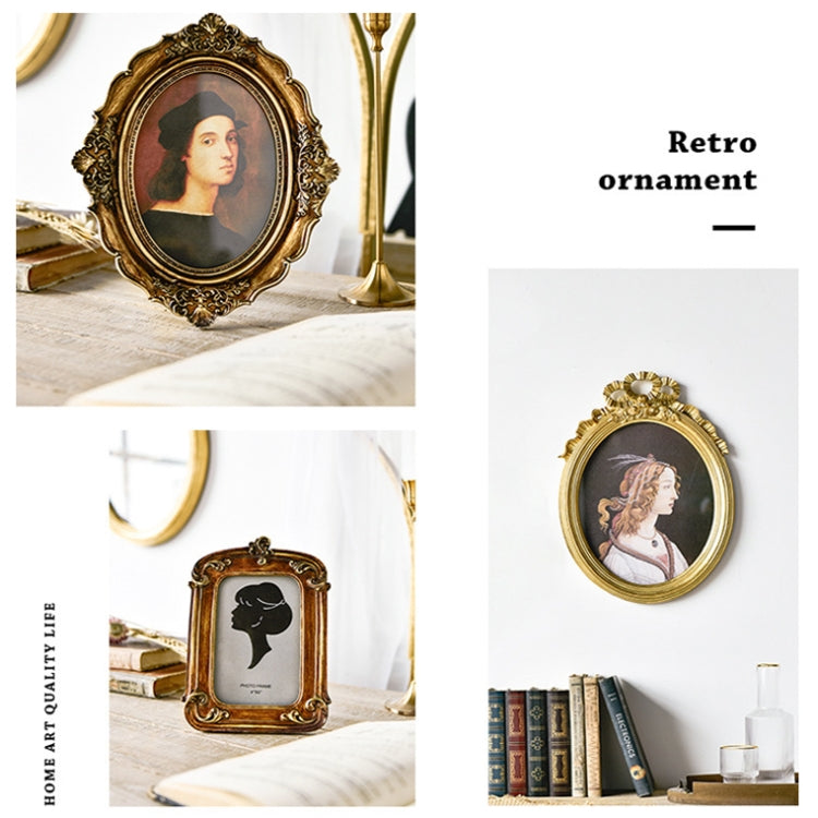 Retro Imitation Wood Home Decor Photo Frames, Spec:, Square-6 inches, Square-7 inches, Arched-6 inches, Arched-7 inches, Oval-6 inches, Oval-7 inches, Bow Round Box, A Model, B Model, C Model, D Model