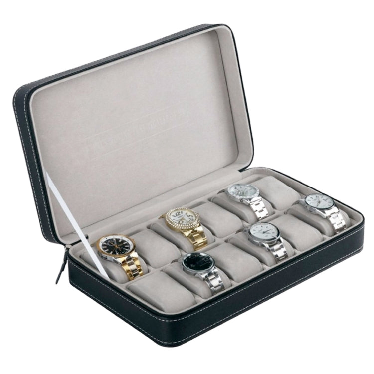 12 Bit Zipper Watch Box Storage Display Box PU Zipper Bag Watch Box, 12 Bit