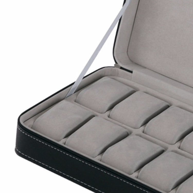 12 Bit Zipper Watch Box Storage Display Box PU Zipper Bag Watch Box, 12 Bit