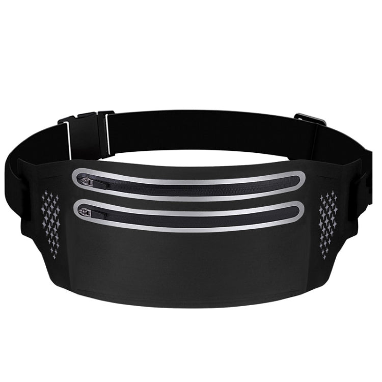Outdoor Double Zipper Sports Waterproof Lycra Body Slim Waist Bag, Black, Mint Blue, Grey, Rose Red, Green