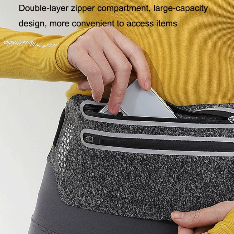 Outdoor Double Zipper Sports Waterproof Lycra Body Slim Waist Bag, Black, Mint Blue, Grey, Rose Red, Green