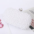 Pearl Evening Bag Soft Face Lock Ladies Shoulder Bag Crossbody Small Square Bag, White, Beige